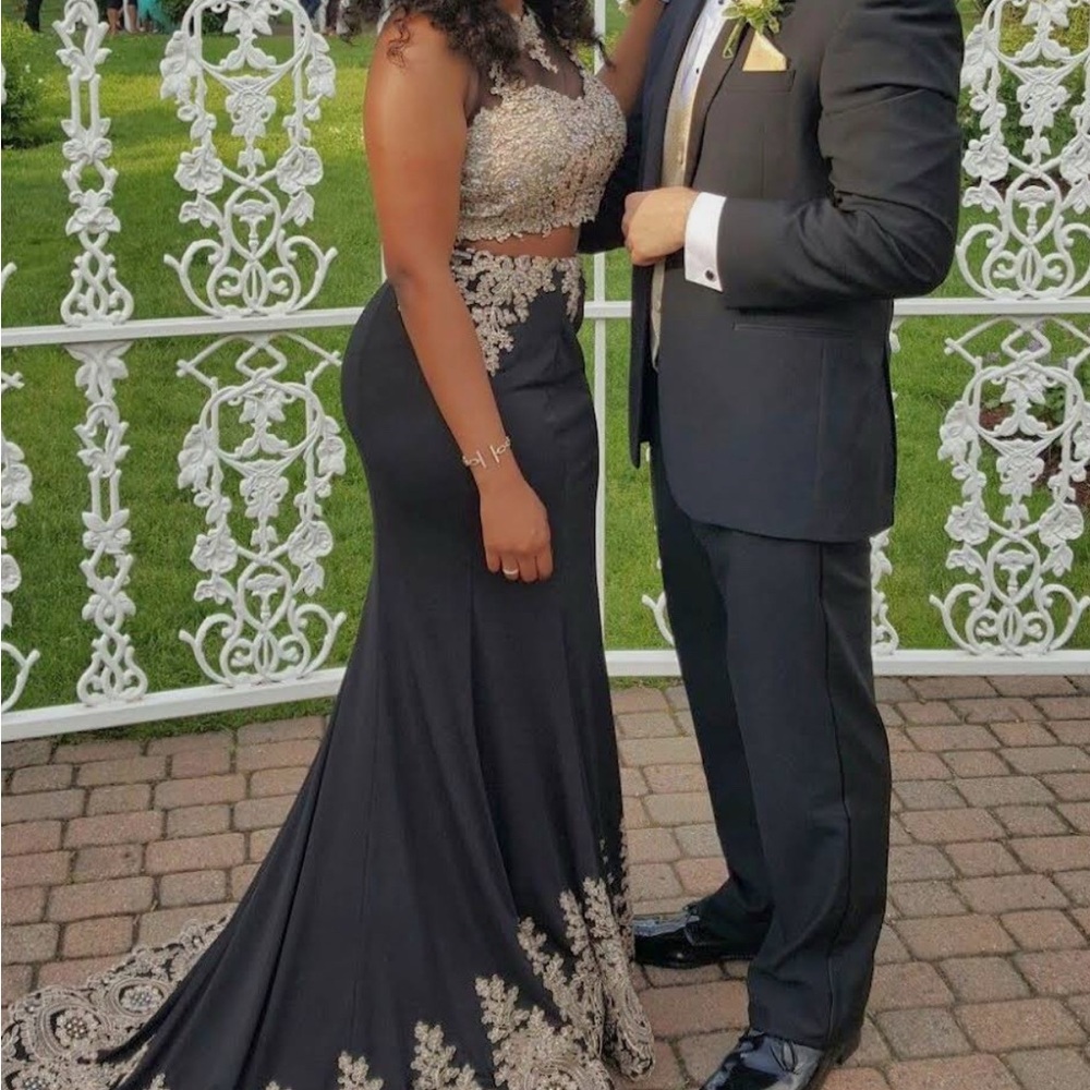 Elegant Black and Gold Formal Gown